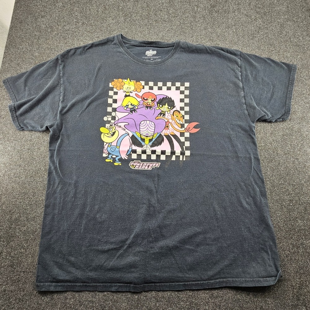 The Powerpuff Girls Men's Graphic Print T-Shirt Black Crew Neck Size Xxl
